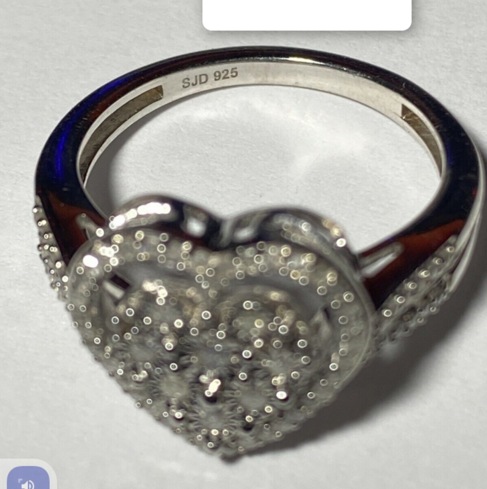 Diamond clustered engagement/promise my hears yours ring sterling silver 925